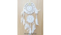 exotic hand crafted crochet dream catcher double circle white