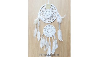 exotic hand crafted crochet dream catcher double circle white