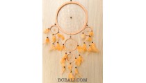 5circle spider dream catcher leather feather orange color