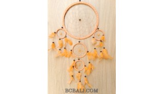 5circle spider dream catcher leather feather orange color