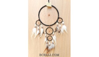 bali dream catcher design 5circle feather with leather