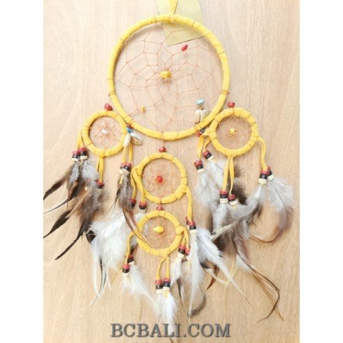 bali handmade dream catcher 5circle feather beads bali handmade dream