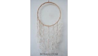 big rattan circle natural dream catcher long feather strand leather