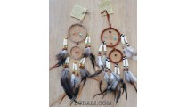 cow bone small dream catcher double circle feather bali handmade