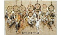 double circle dream catcher leather suede and feathers made in bali