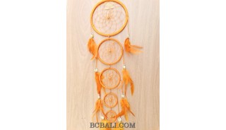 dream catcher nylon string 5circles bone wind chimes bali orange