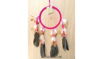 leather circle dream catcher feather handmade balinese artisan