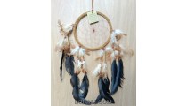 leather circle dream catcher feather handmade balinese artisan brown