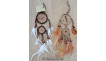 leather double circle small dream catcher feathers coco beads