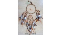 leather suede circle dream catcher bali feather brown color