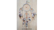 leather suede circle dream catcher bali feather design grey