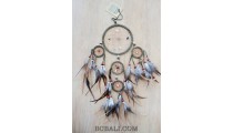 leather suede circle dream catcher bali feather design green