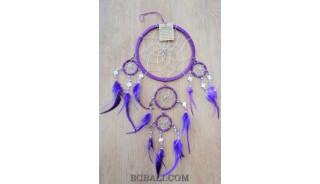 mirror glass bead win chimes dream catcher feather purple