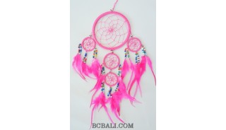 multiple circle dream catcher seeds bead feather nylon string