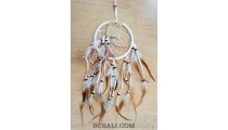 multiple feathers dream catcher with coco beads bali design natural