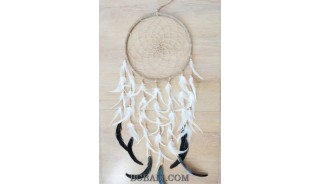 natural grass circle spider dream catcher long feather handmade