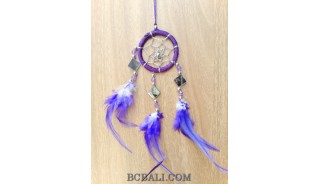 nylon string dream catcher keyrings with cutting glass blue