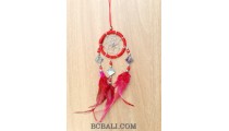 nylon string dream catcher keyrings with cutting glass red