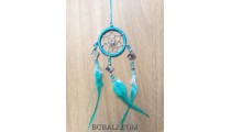 nylon string dream catcher keyrings with cutting glass turquoise