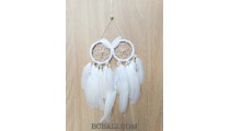 owl dream catcher white feathers wooden bead bali handmade