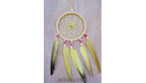 single feather dream catcher leather circle design wind chimes