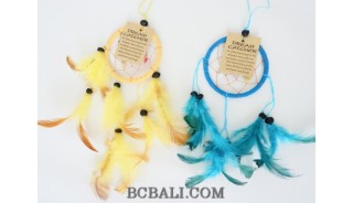 small dream catcher feathers nylon string bead bali design