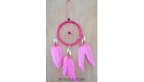 spider dream catcher feathers with bone pink color