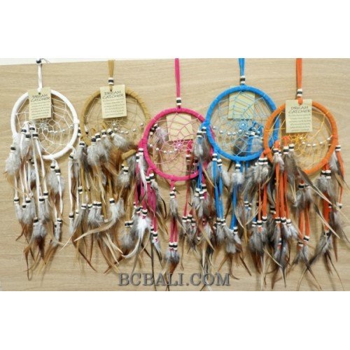 wholesale balinese dream catcher medium size long leather feathers