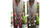 2color multiple tassels necklace bead fashion women design 2017