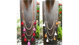 2color multiple tassels necklace bead fashion women design 2017