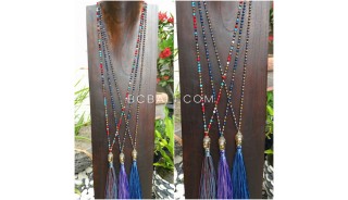 buddha head chrome gold tassel necklaces crystal beads fashion