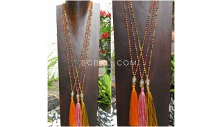 buddha head chrome gold tassels necklaces crystal beaded 3 color