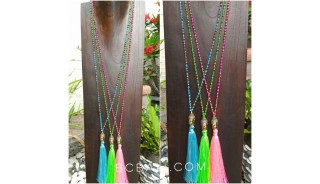 buddha head chrome gold tassels necklaces crystal beads 3color