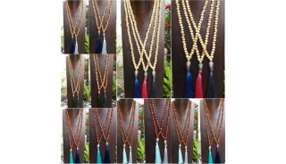 wholesale free shipping mala wooden necklace tassel buddha head 