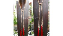 mono strand 2color long tassels wood necklaces scarf design