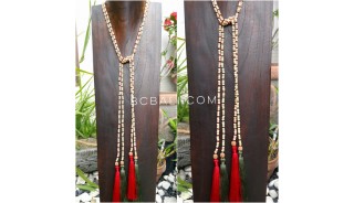 mono strand 2color long tassels wood necklaces scarf design