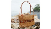 ethnic home made shopping handbags straw ata rattan bali