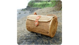 cylinder sling bags rattan straw grass classic natural