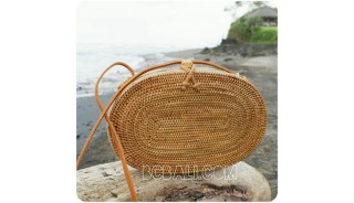 oval sling bags full handwoven natural rattan straw