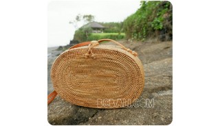 oval sling bags full handwoven natural rattan straw