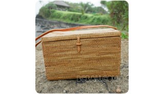 sequare sling cosmetic large bags rattan straw handmade