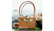 unique women handbags straw rattan handwoven fabrik 