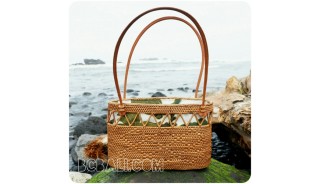 unique women handbags straw rattan handwoven fabrik 