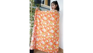 bali handmade rayon batik sarongs fabric printing orange color