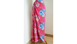 rayon sarong pareo hand printing one side big flower pattern