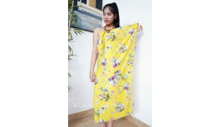 rayon sarong pareo hand printing one side flower pattern yellow color