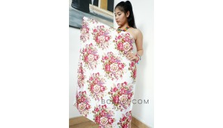 rayon sarong pareo hand printing one side multiple flower pattern