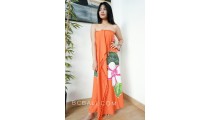 rayon sarongs hand painting flower orange color made in bali