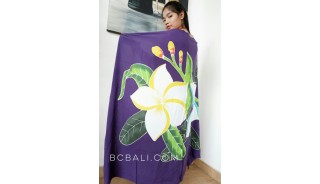 rayon sarongs hand painting flower purple color made in bali