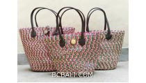 bali straw woven handmade handbag shopping beach